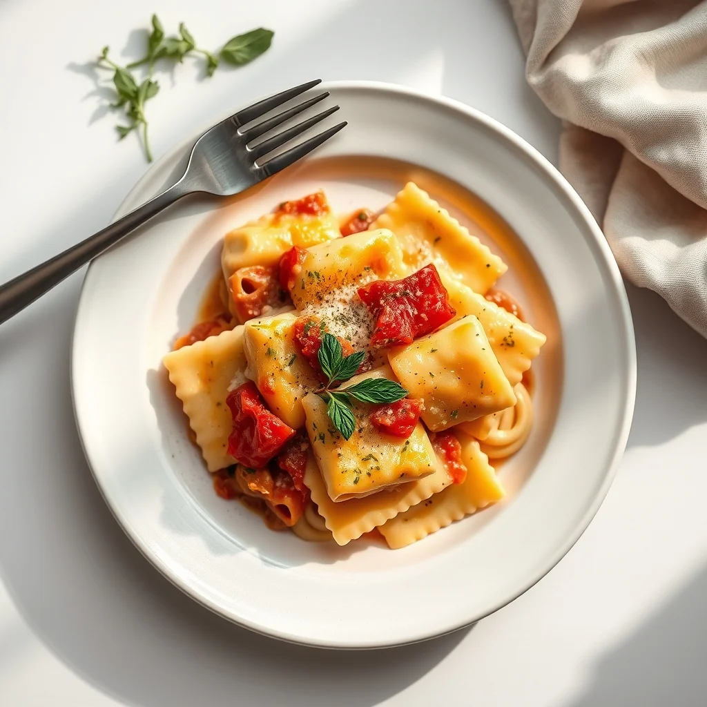 Cozy and Creamy Tuscan Ravioli Bake