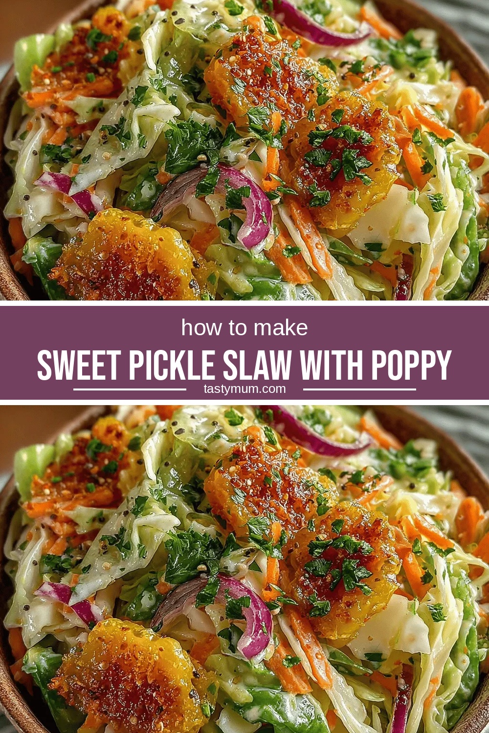 Sweet Pickle Slaw with Poppy Seeds