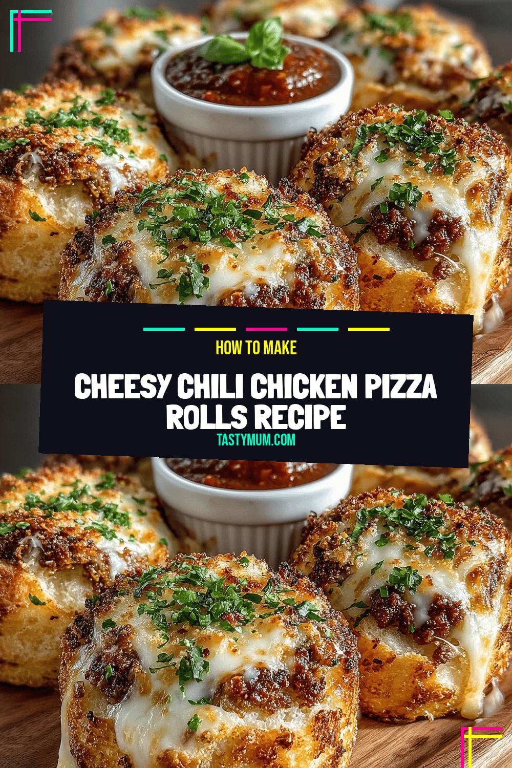 Cheesy Chili Chicken Pizza Rolls Recipe