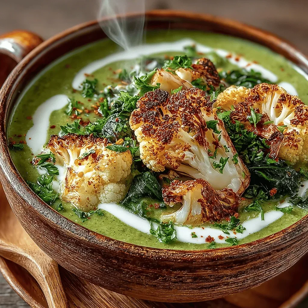 Creamy Dreamy Cauliflower & Spinach Soup