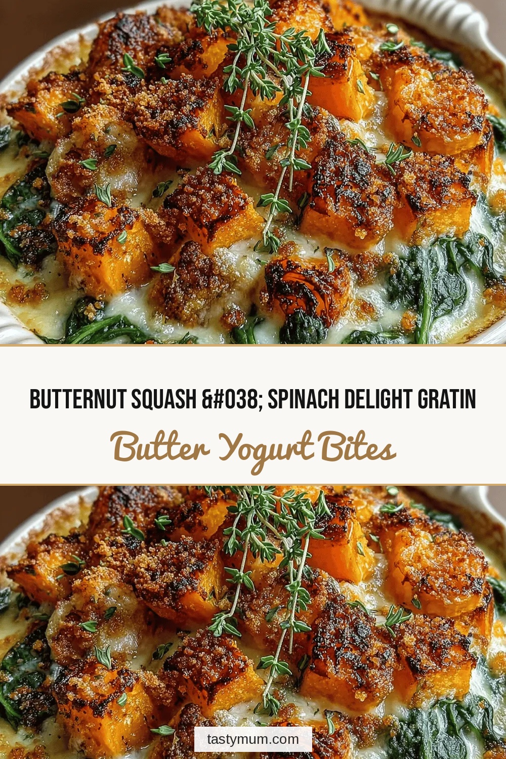 Butternut Squash & Spinach Delight Gratin