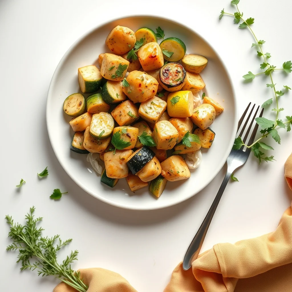 Zesty Skillet Lemon Herb Zucchini and Chicken Stir Fry