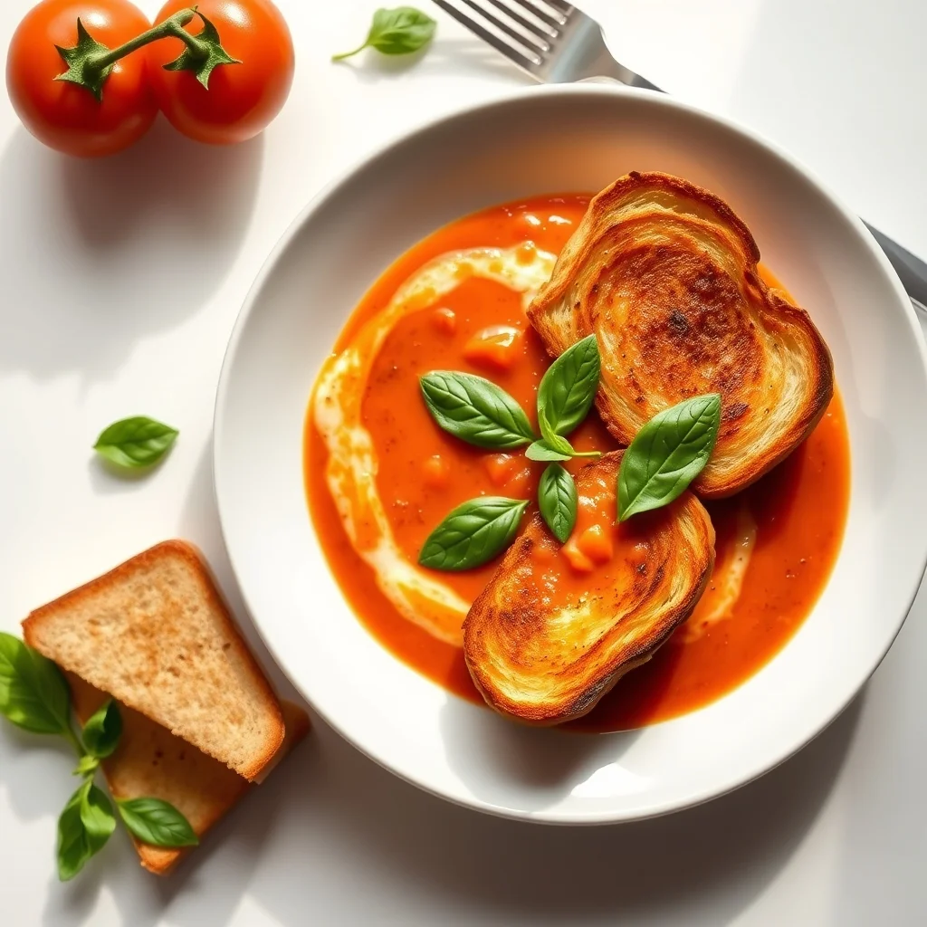 Heavenly Creamy Tomato Basil Soup with Grilled Cheese
