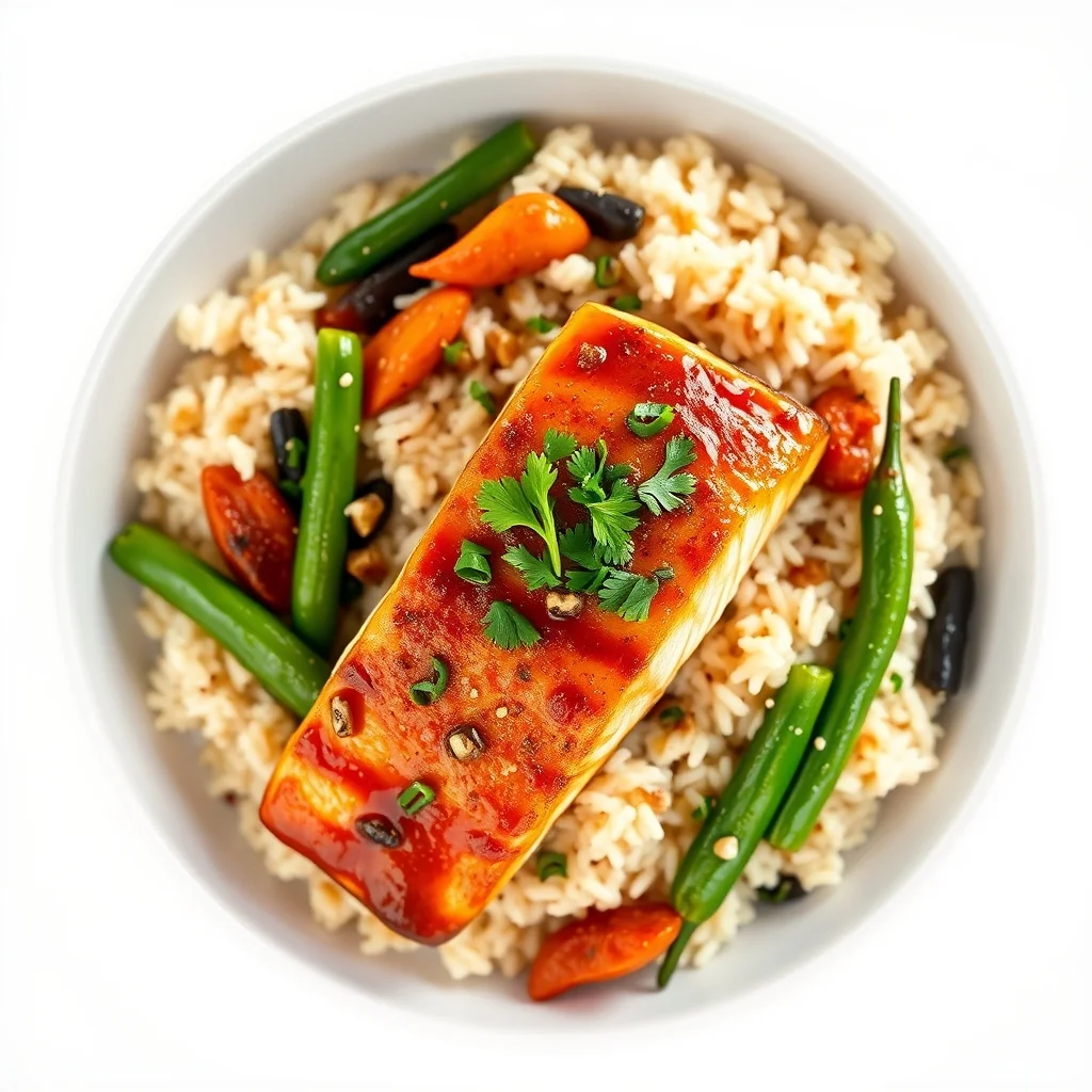 Savory Teriyaki Delight: Quick Teriyaki Salmon with Veggie Rice