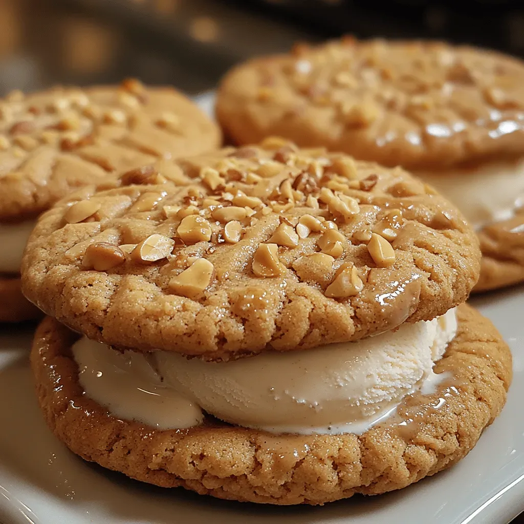 Crunchy Peanut Butter Cookie Ice Cream Sandwiches