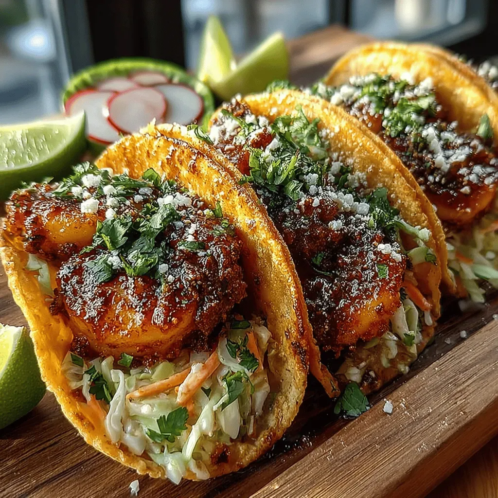 Spicy Garlic Butter Shrimp Tacos with Zesty Slaw