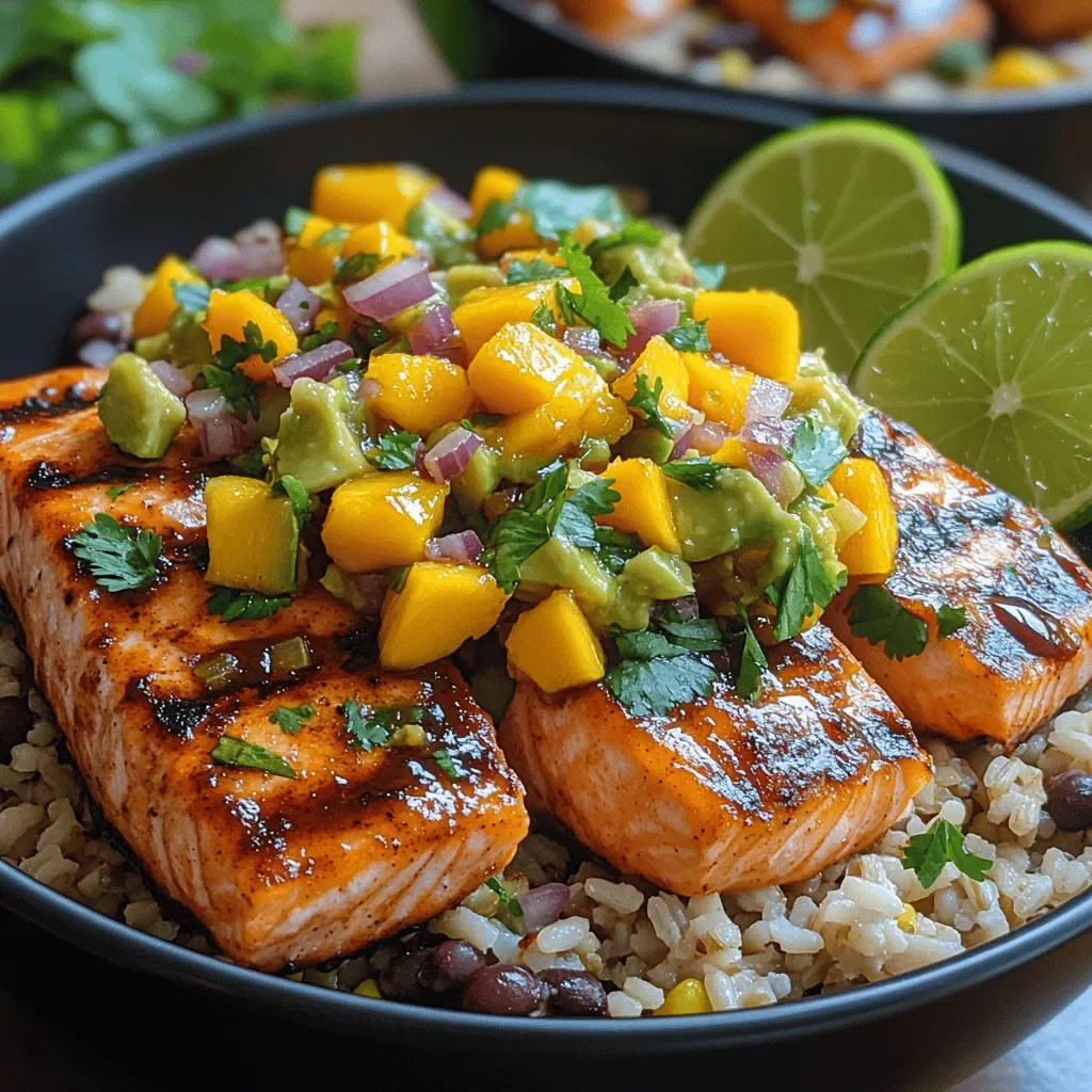 Grilled Bliss: BBQ Salmon Bowls with Tropical Salsa