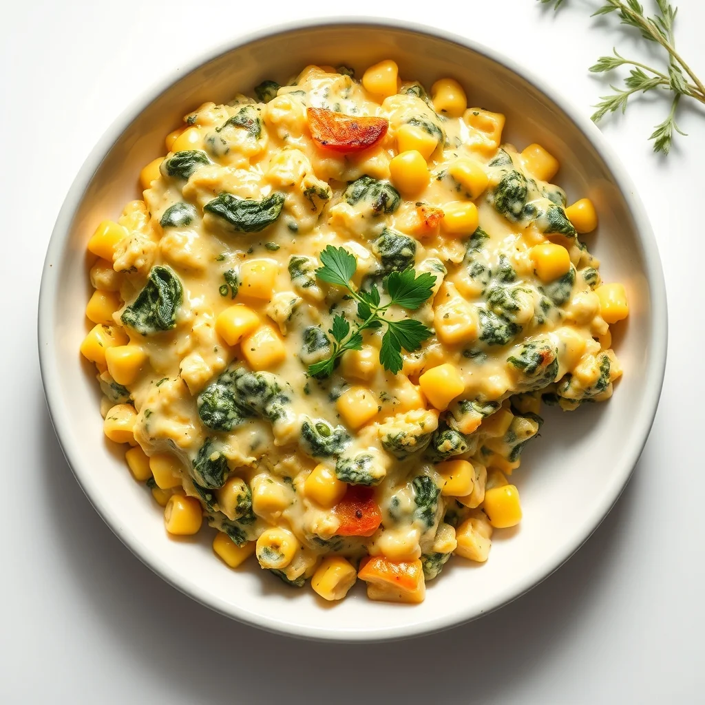 Cheesy Corn & Spinach Casserole