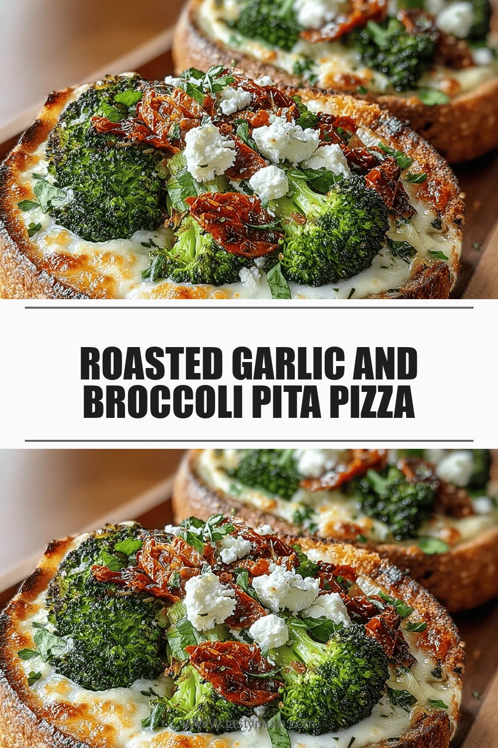 Roasted Garlic and Broccoli Pita Pizza