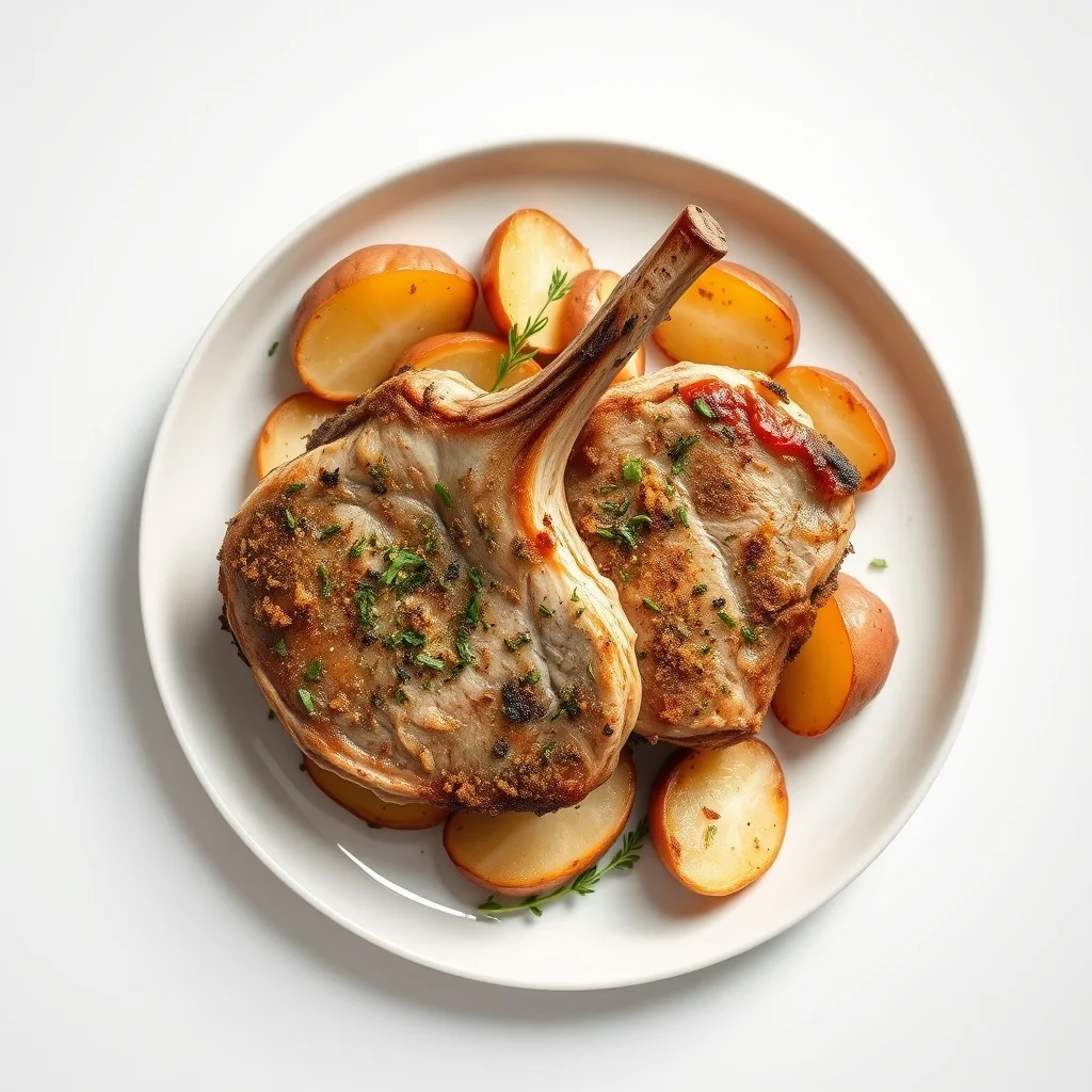 Savory Herb-Crusted Pork Chops with Roasted Potatoes