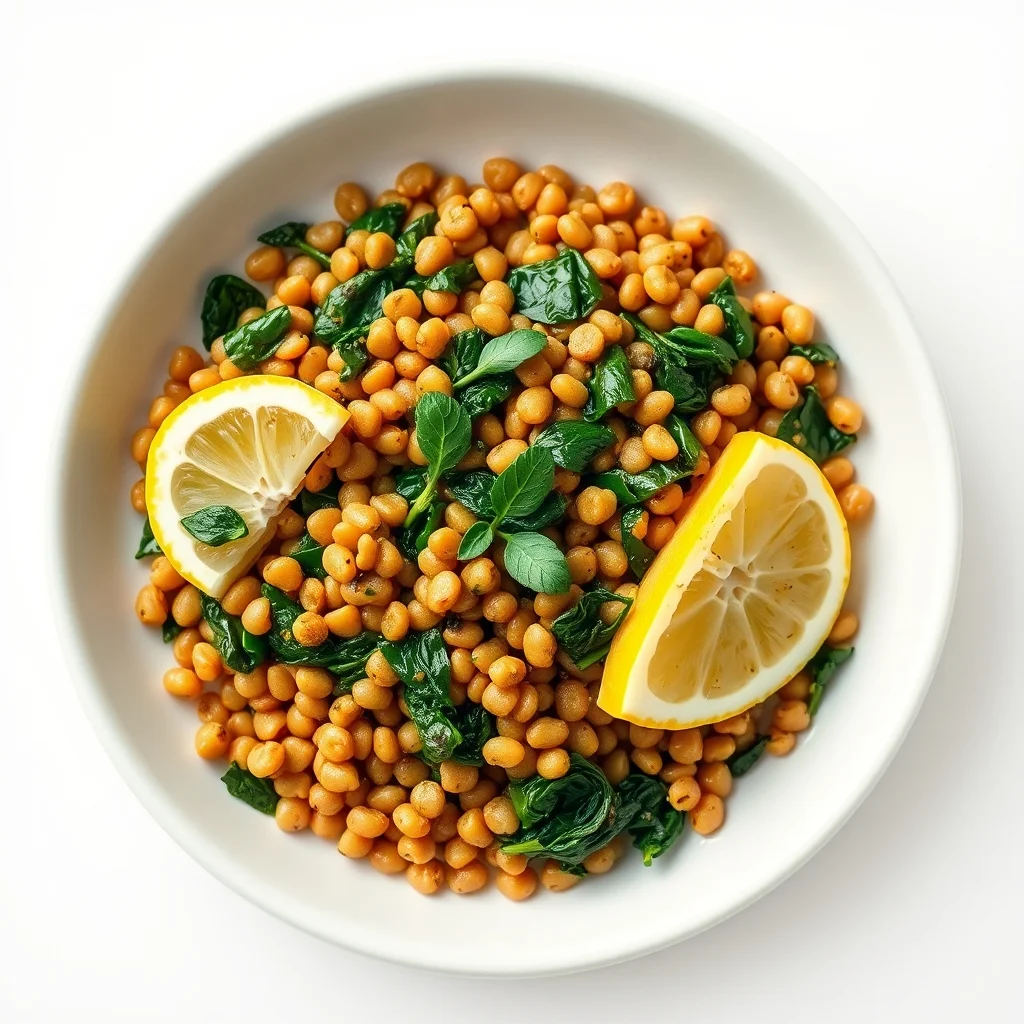 Zesty Skillet Lemon Herb Lentils with Spinach