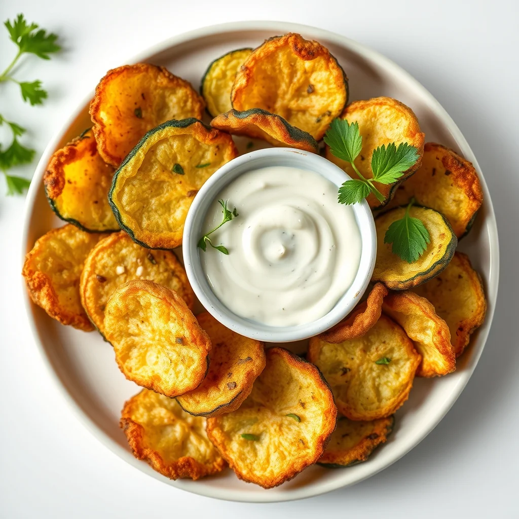 Crispy Herb & Garlic Aioli Zucchini Chips