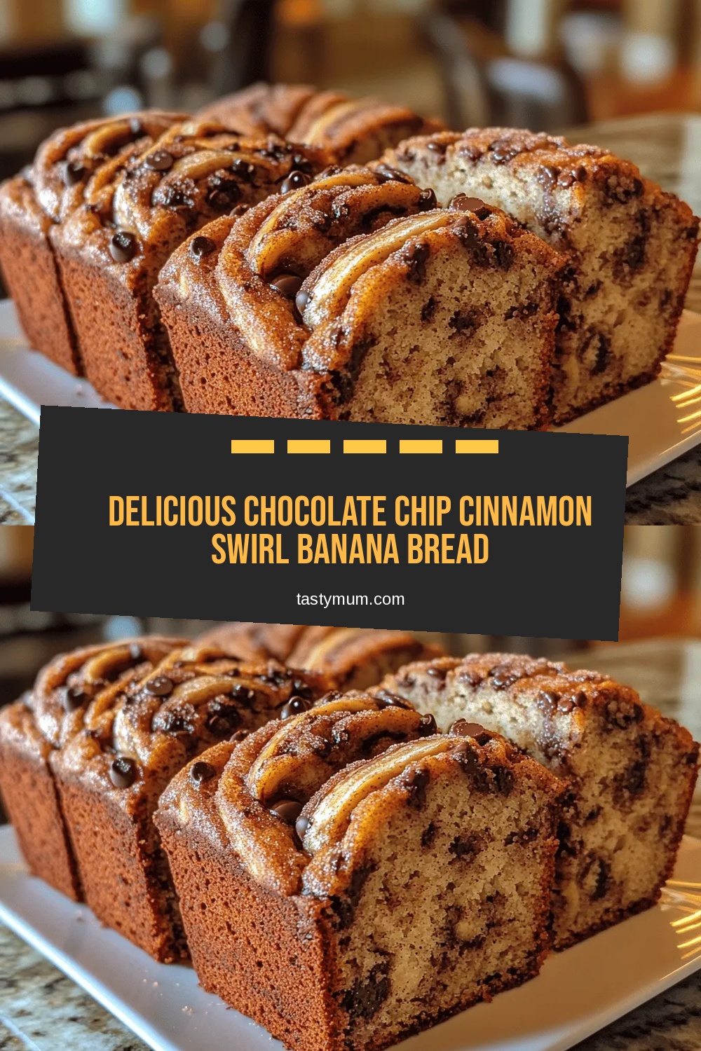 Delicious Chocolate Chip Cinnamon Swirl Banana Bread