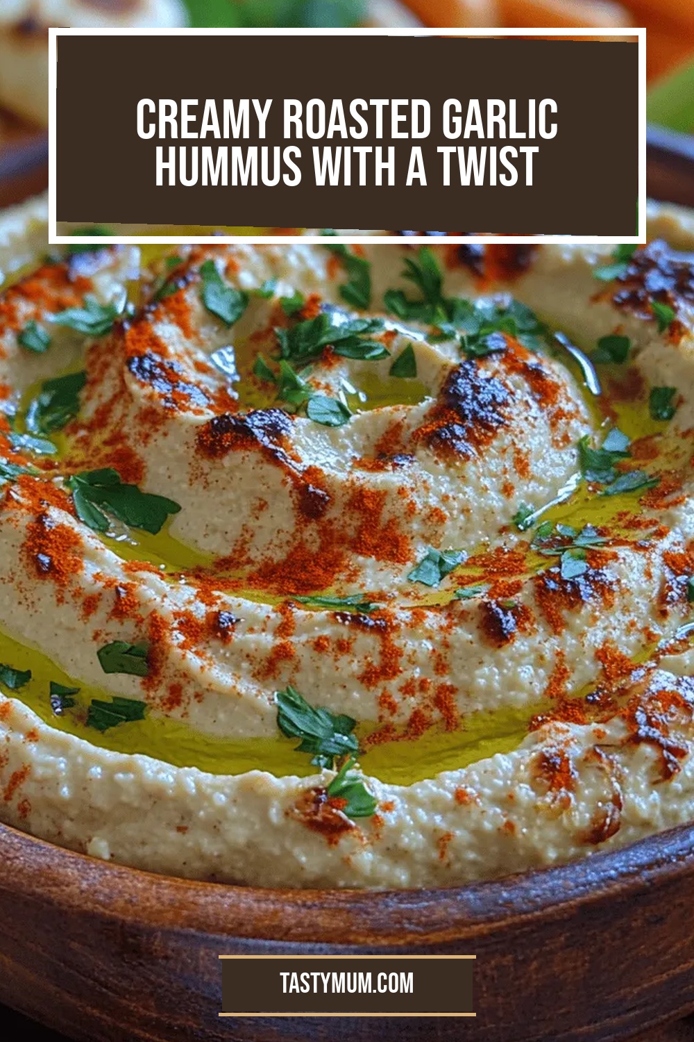 Creamy Roasted Garlic Hummus with a Twist