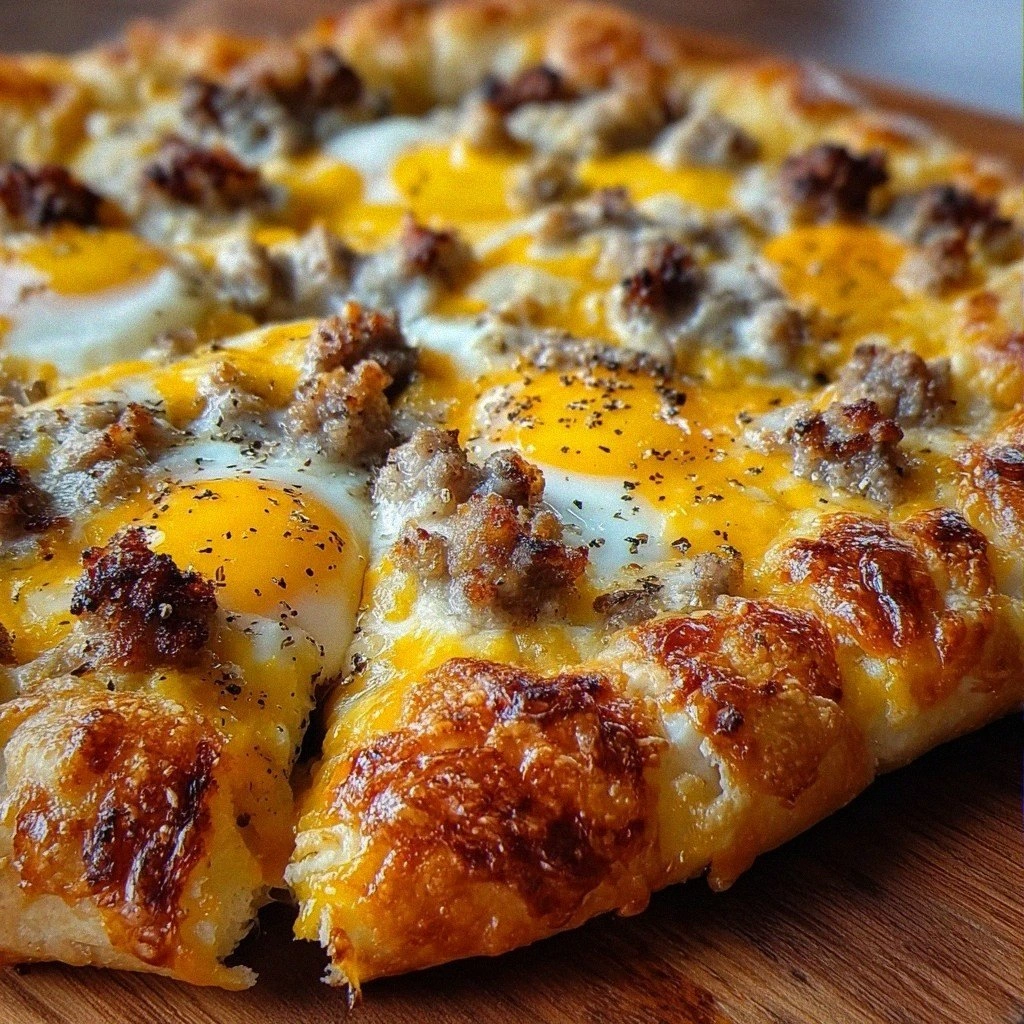 beef sausage Gravy Breakfast Pizza