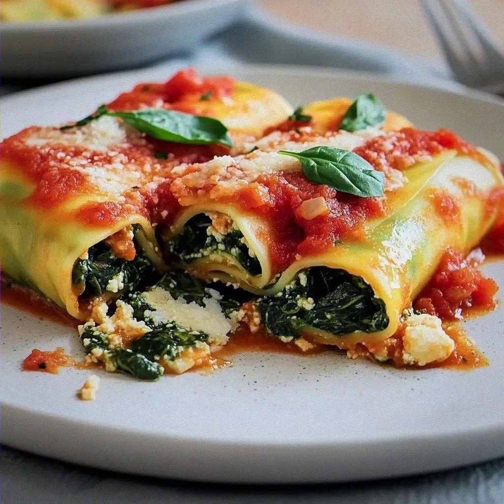 Cannelloni with Spinach and Tomato Sauce