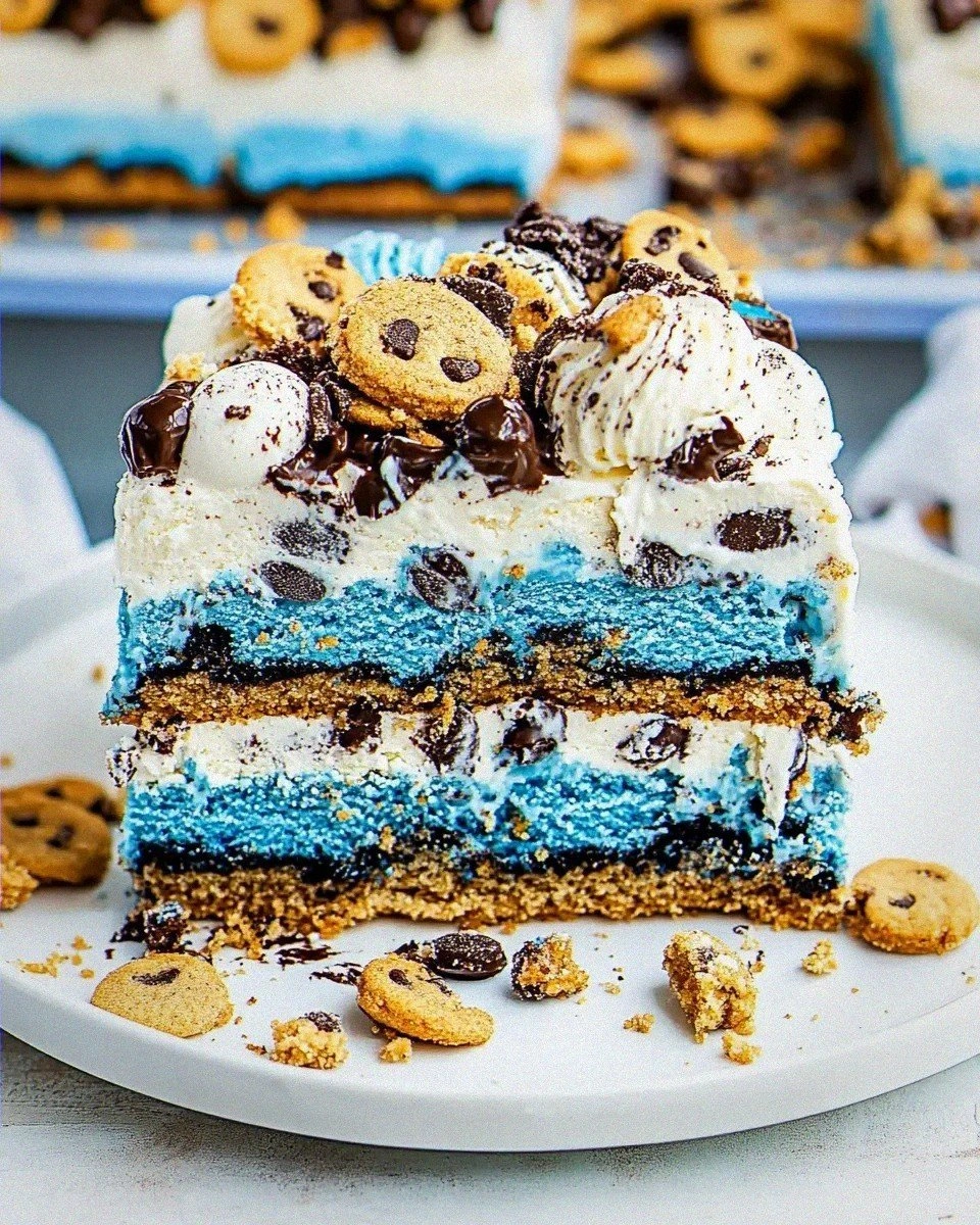 Cookie Monster Ice Cream Sandwich Cake is a must-try!