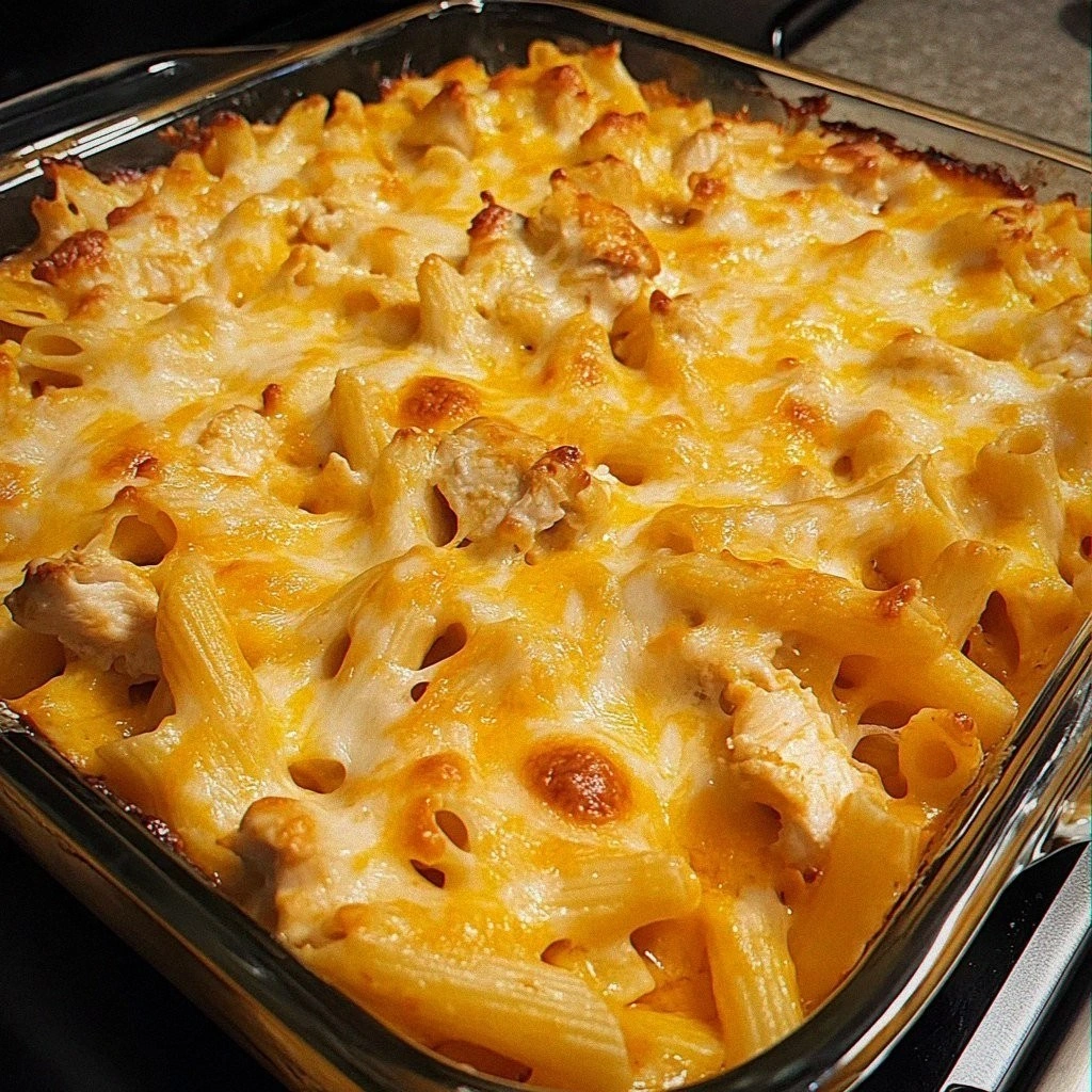 Easy Buffalo Ranch Chicken Dip Pasta Bake for Dinner