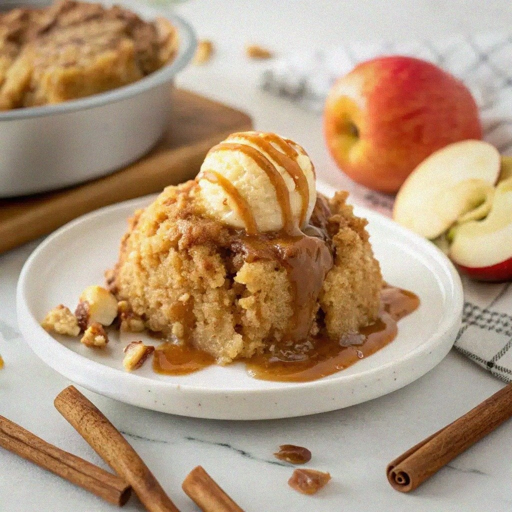 Easy Crockpot Caramel Apple Dump Cake Recipe