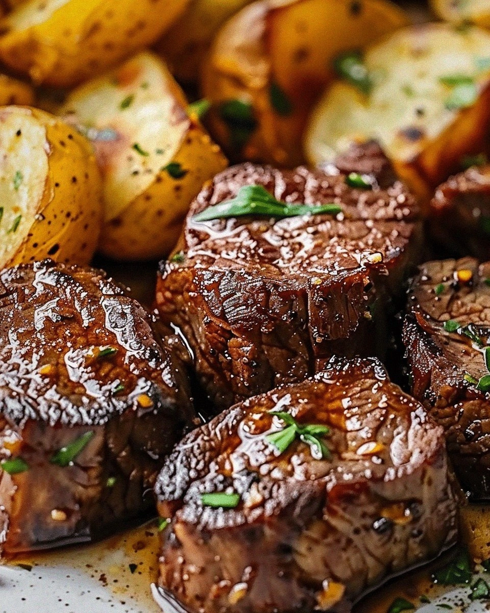 Garlic Butter Steak Bites and Potatoes (Tender & Crispy!)