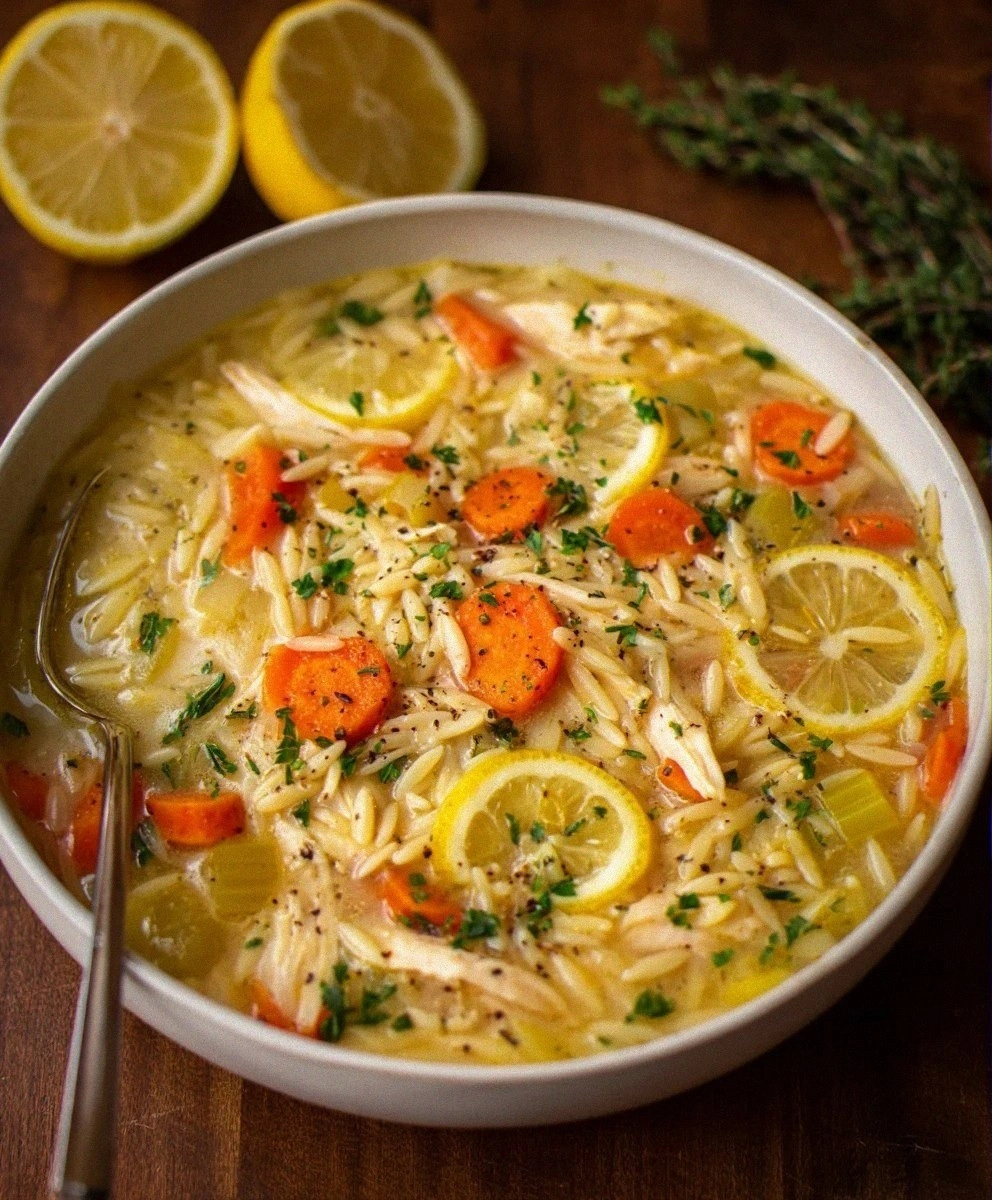 Greek-Inspired Lemon Chicken Orzo Soup