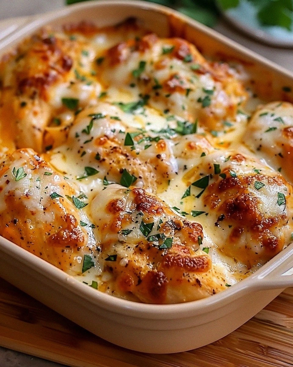 High Protein Creamy Garlic Cheesy Chicken & Potatoes