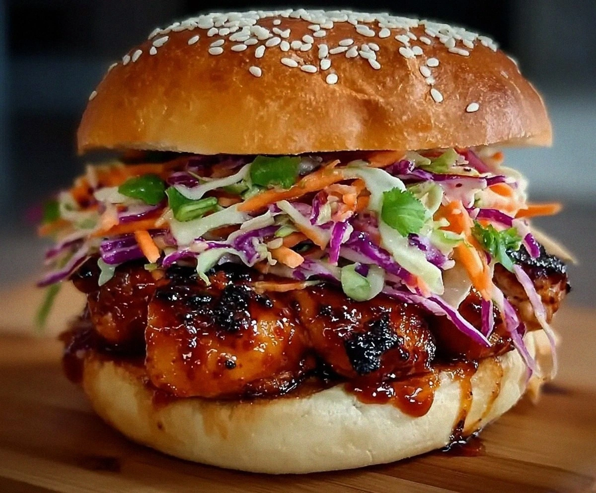 Korean BBQ Chicken Sandwich with Crunchy Slaw