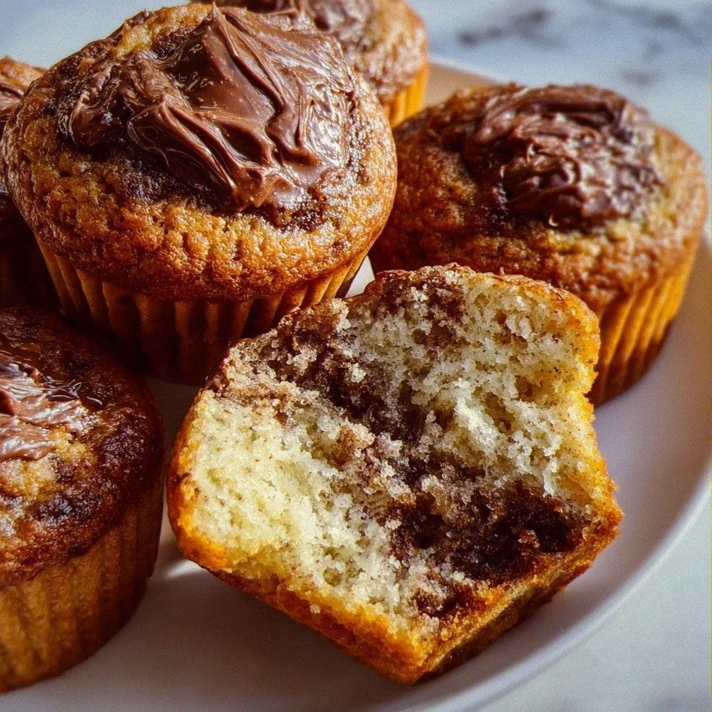 Nutella Banana Muffins – Moist, Chocolatey, and Irresistibly Easy
