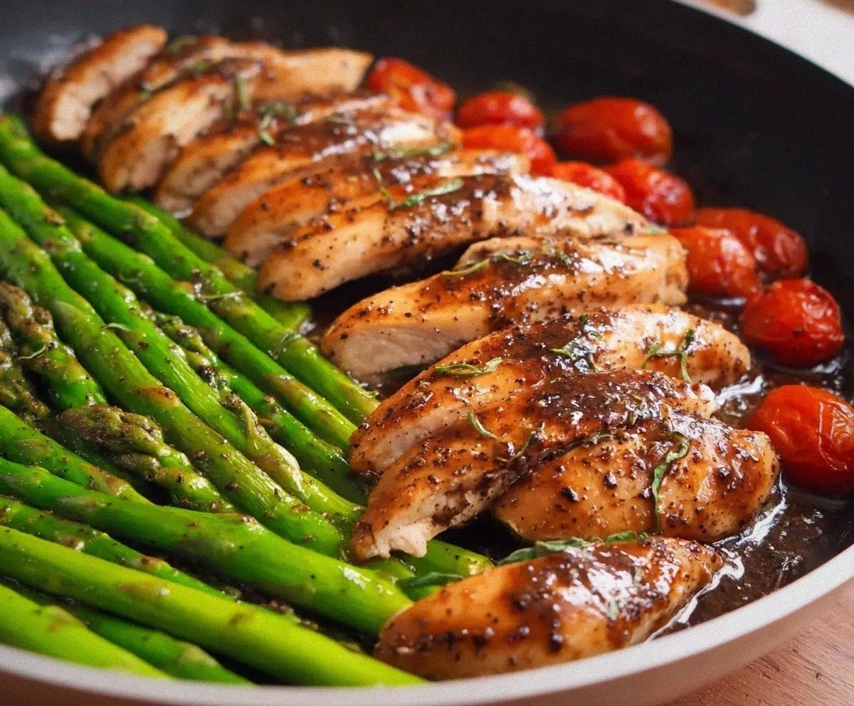 One-Pan Balsamic Chicken and Asparagus