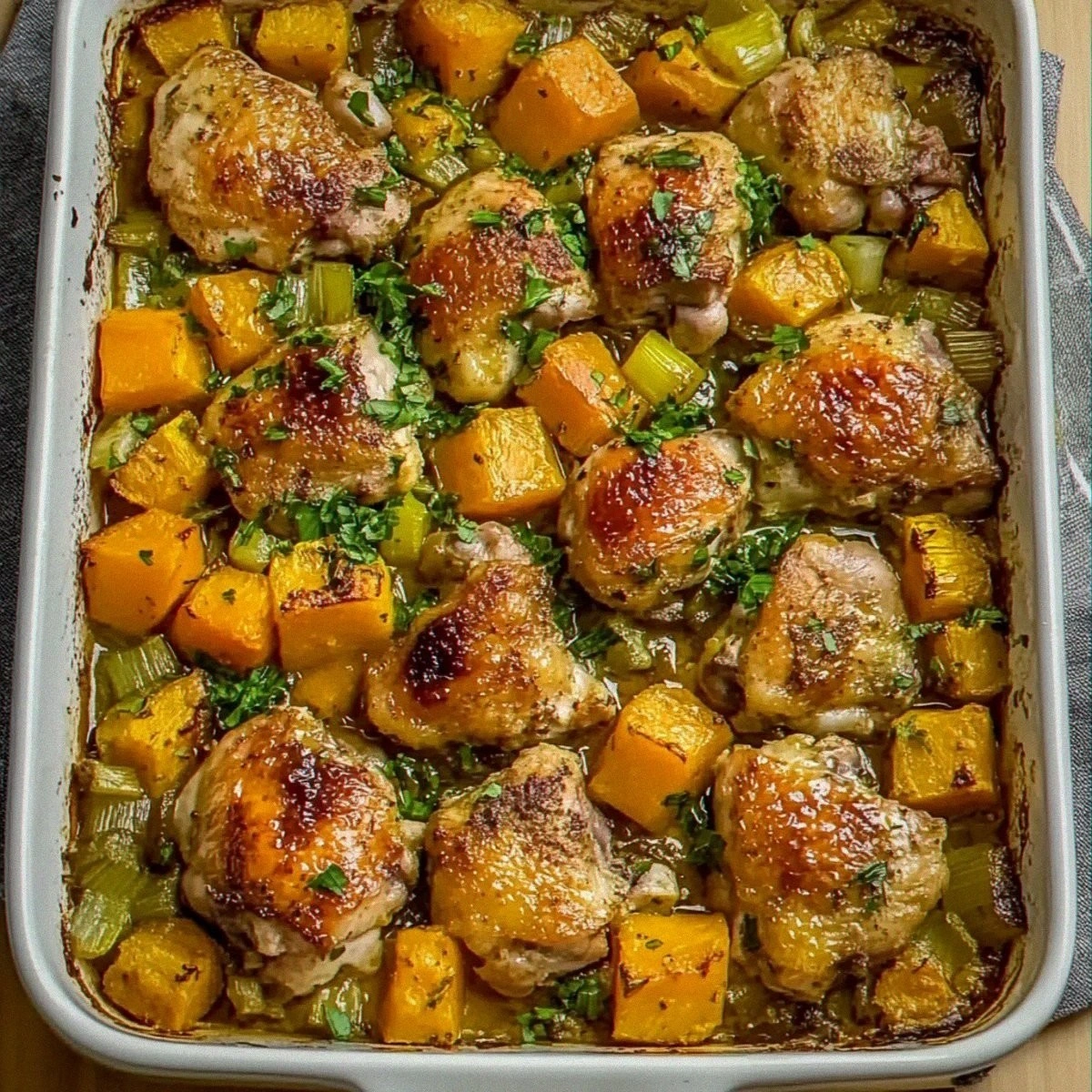 Savory Roasted Chicken Leek and Butternut Squash Bake Recipe