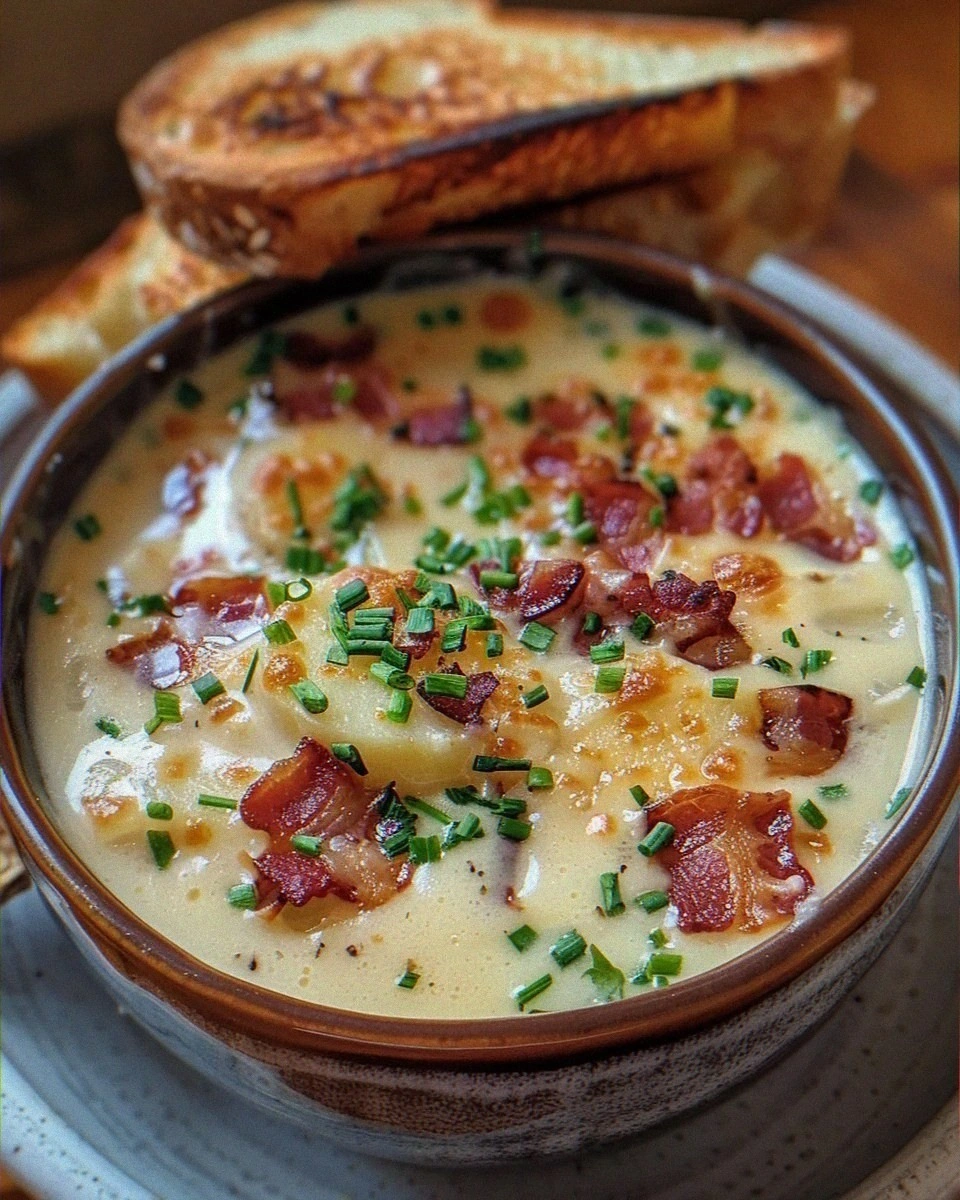 Potato Bacon Soup with Cheesy Toast