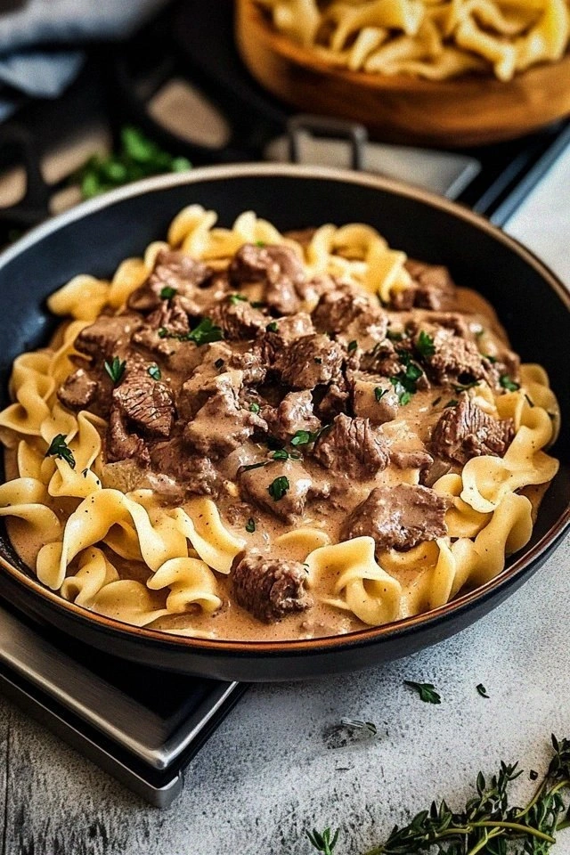 Beef Stroganoff with Egg Noodles: A Timeless Comfort Food
