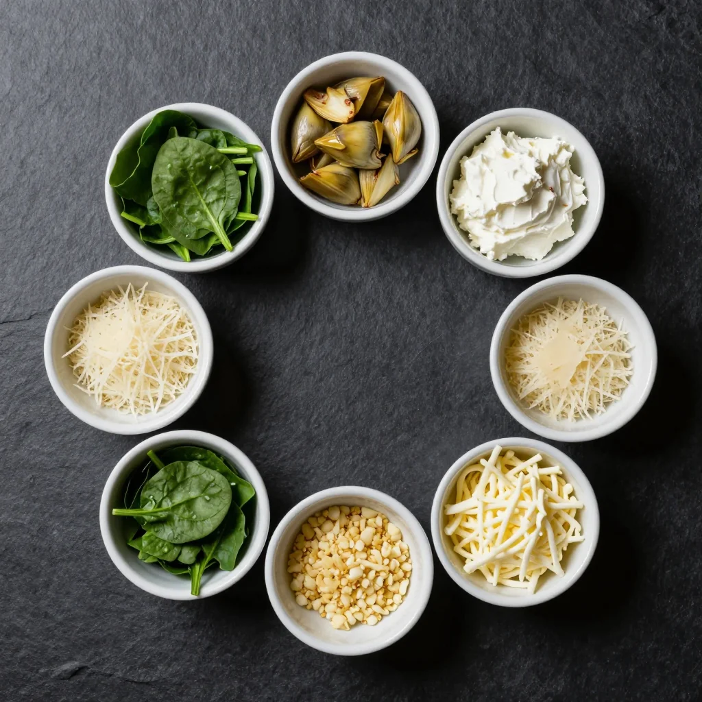 Creamy Spinach and Artichoke Dip ingredients