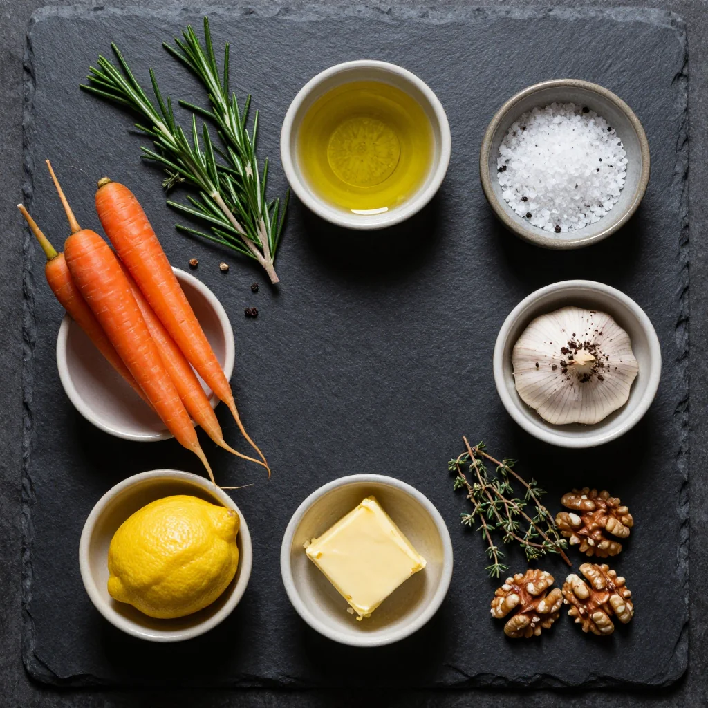 Ingredients for roasted carrots and parsnips with maple and rosemary for cold nights