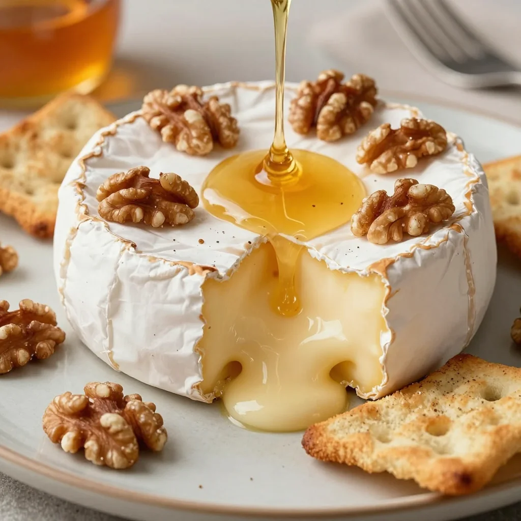 Baked Brie with Honey and Walnuts for an Appetizer