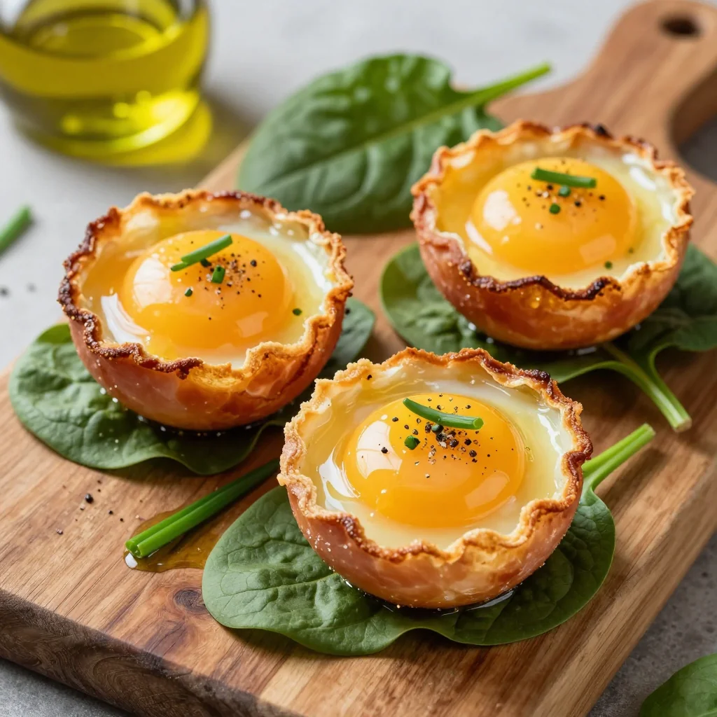 Baked Eggs in Ham Cups for a Protein Boost