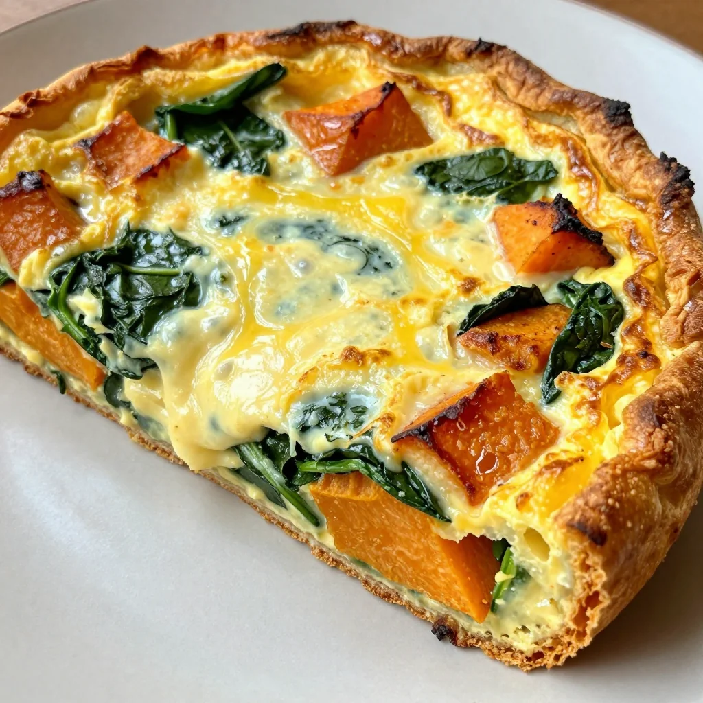 baked sweet potato and spinach frittata for warm winter breakfasts