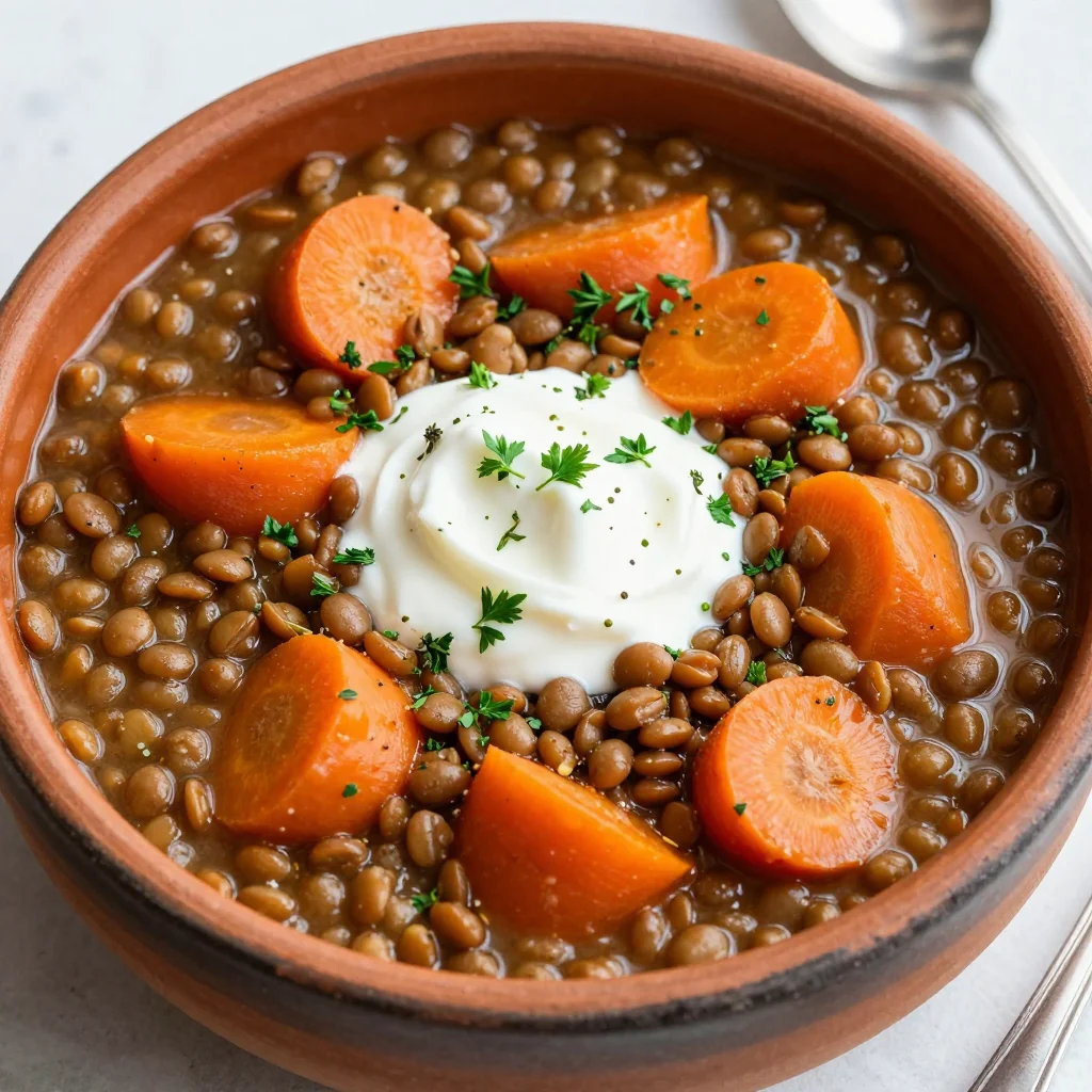batch cook hearty lentil and carrot stew with fresh winter herbs