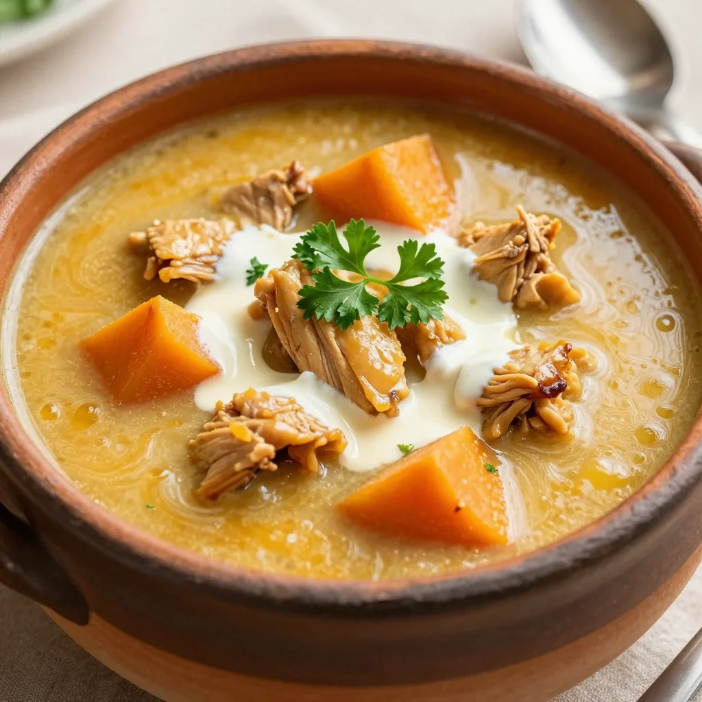 batch cooked chicken and sweet potato soup for nourishing family meals