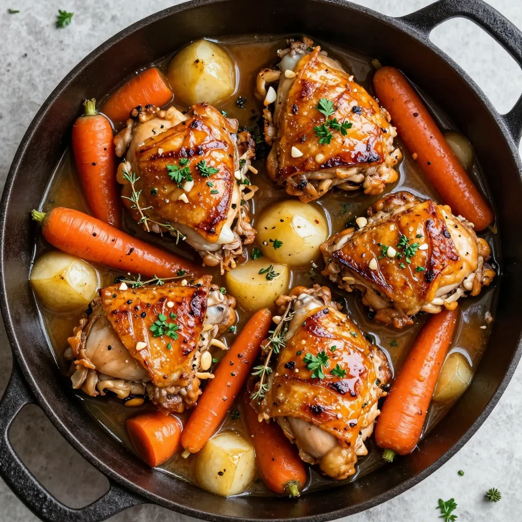 batch cooking garlic and herb chicken stew with carrots and parsnips