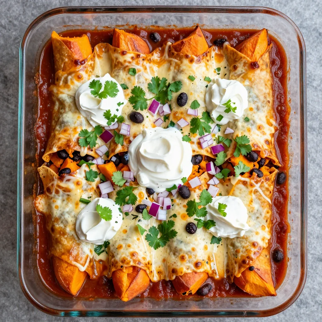 batch cooking sweet potato and black bean enchiladas for family dinners
