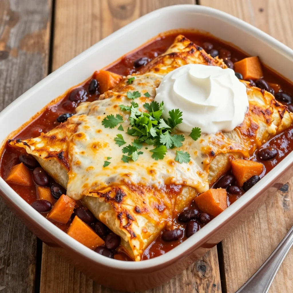 batch cooking sweet potato and black bean enchiladas for family dinners