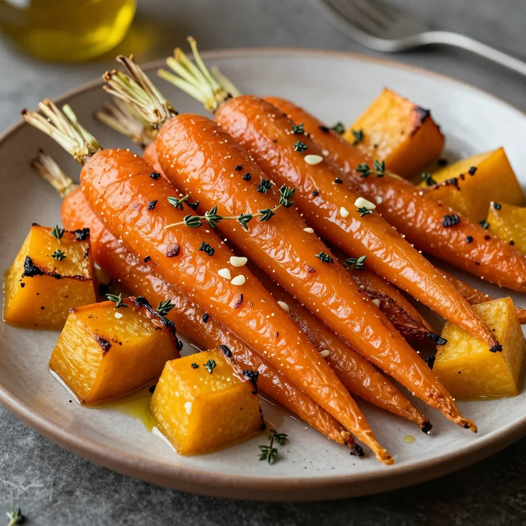 budget friendly garlic roasted carrots and winter squash for family meals