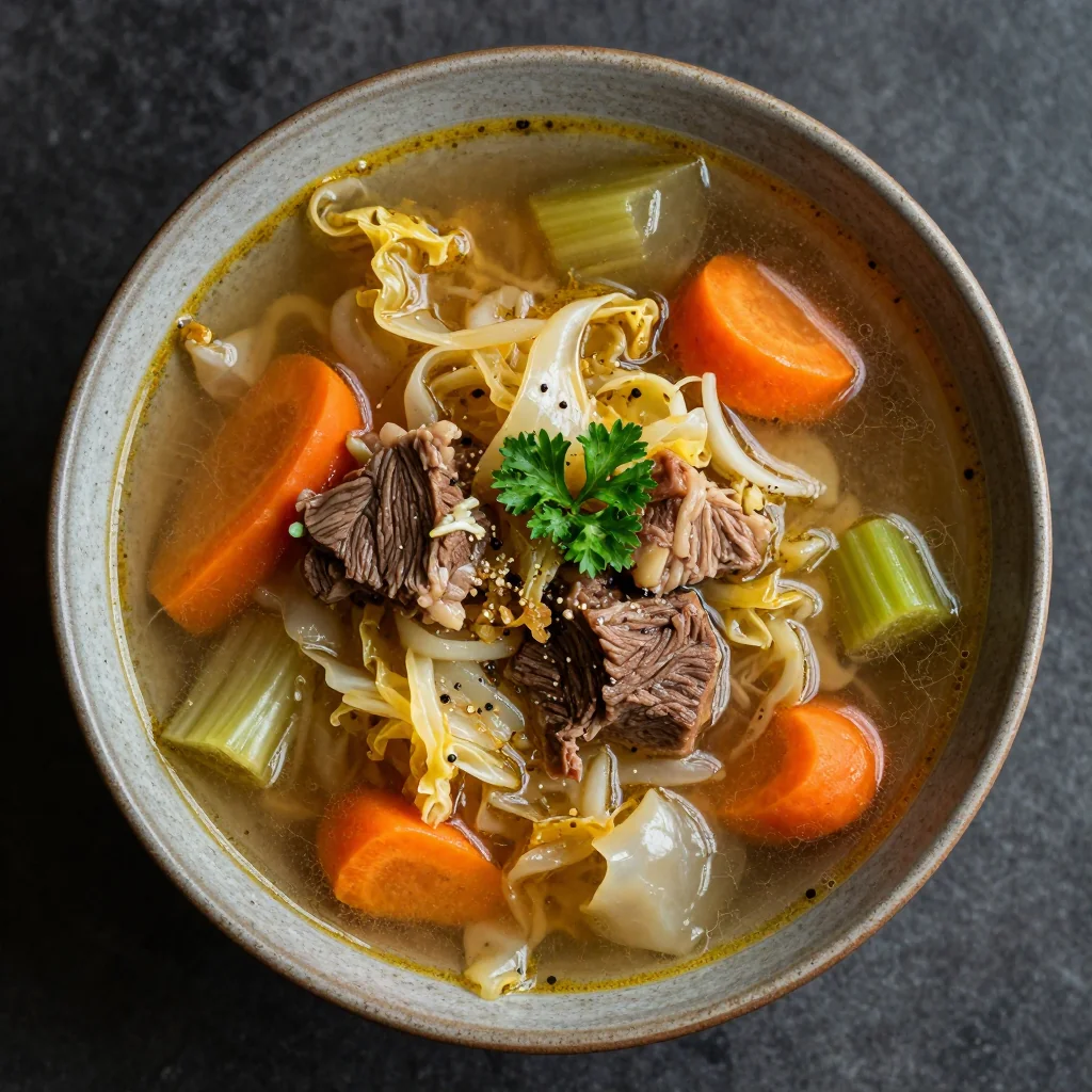 budgetfriendly beef and cabbage soup with winter vegetables