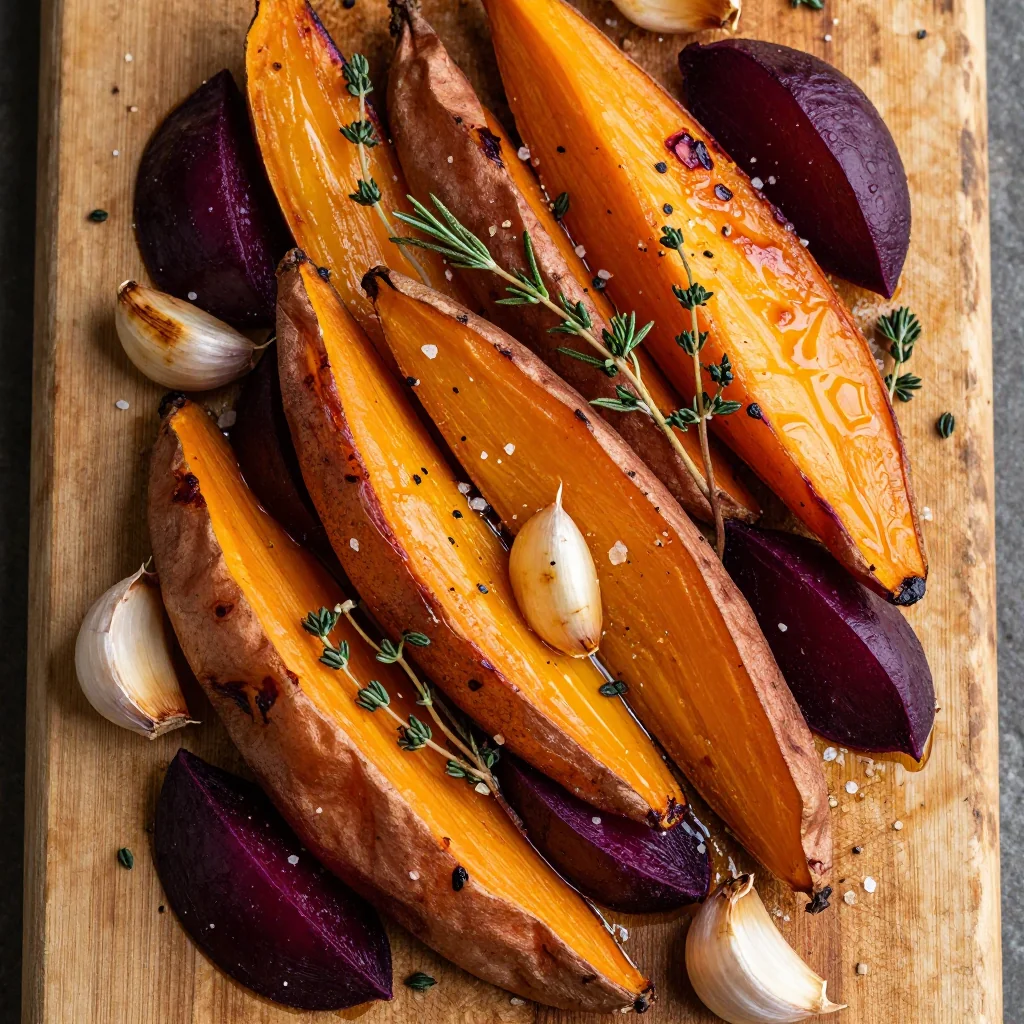 budgetfriendly garlic roasted sweet potatoes and beets for family