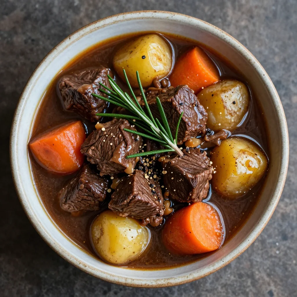 budgetfriendly slow cooker beef stew with potatoes and rosemary