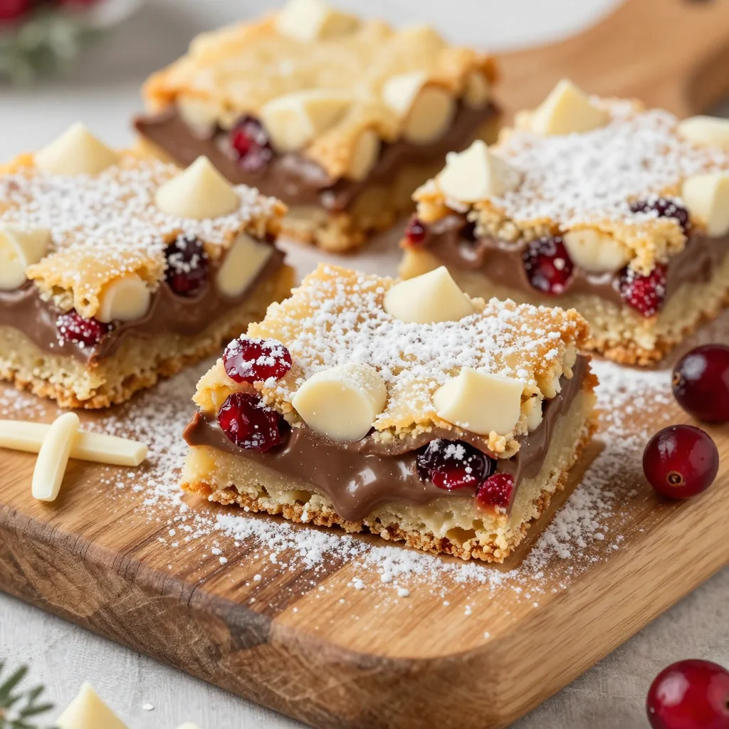 christmas cookie bars with white chocolate and cranberries for baking parties