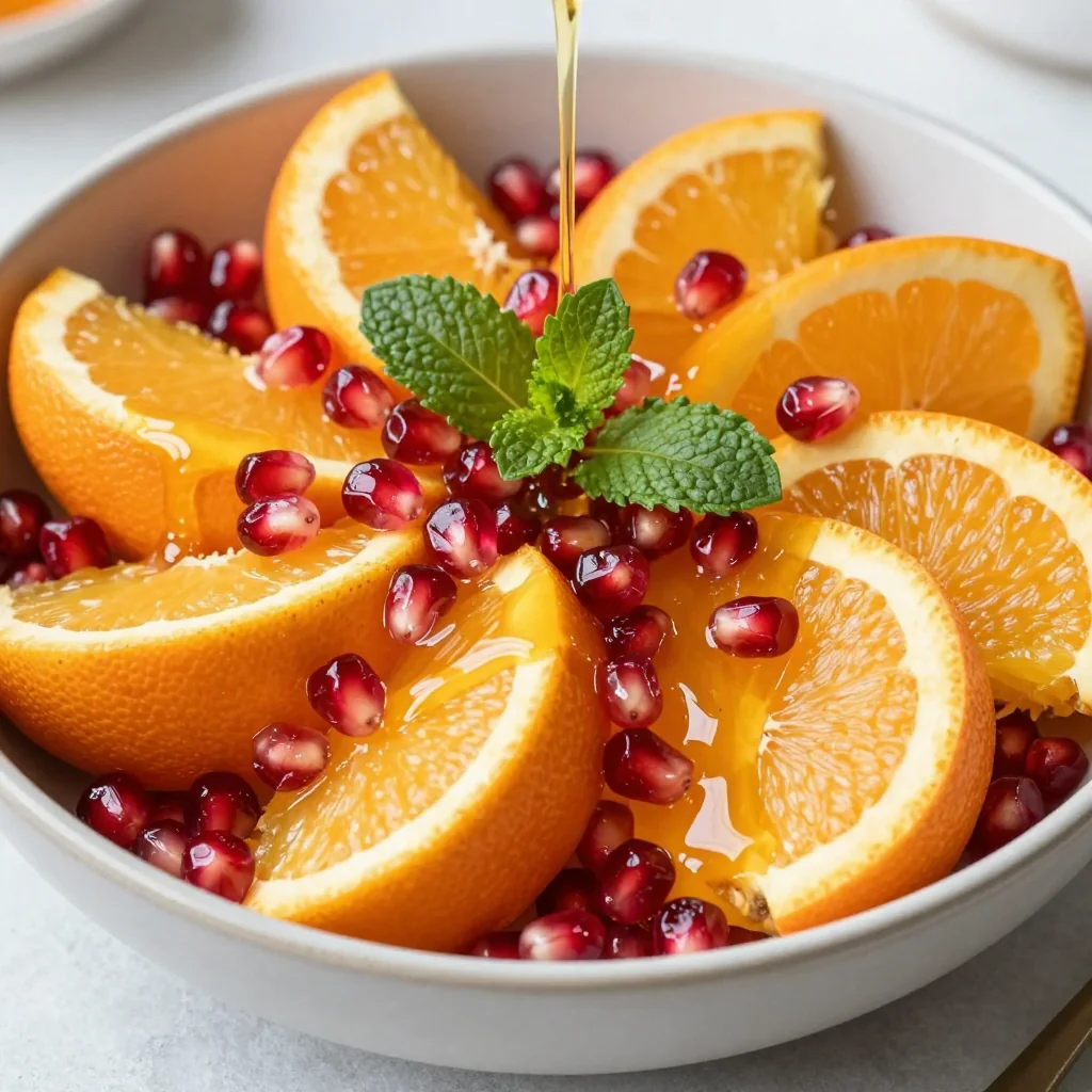 citrus and pomegranate winter fruit salad with honeyorange dressing