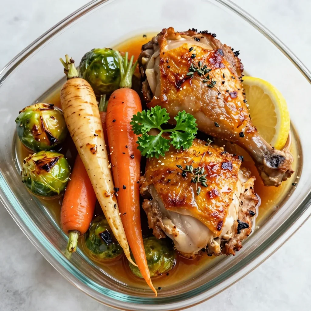 citrus infused roasted chicken with winter vegetables for meal prep