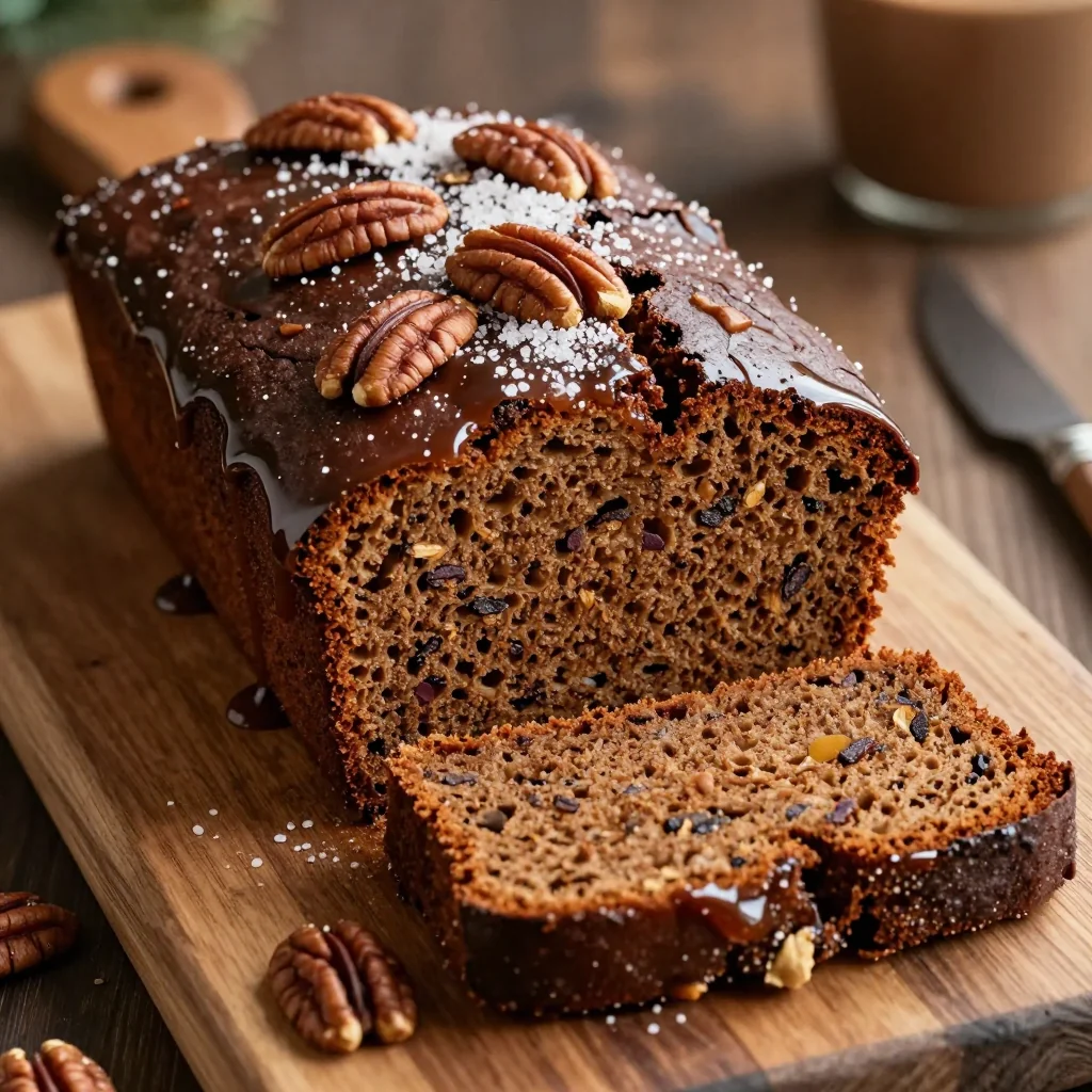 classic gingerbread loaf cake with molasses glaze for christmas tea